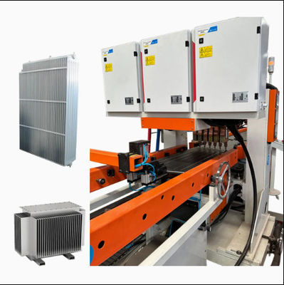 Ligne de production de radiateurs à aileron de transformateur PLC Panneau de commande en acier Ligne de production de radiateurs haute automatisation avec servo-moteurs Soudage à point de gantry multi-tête